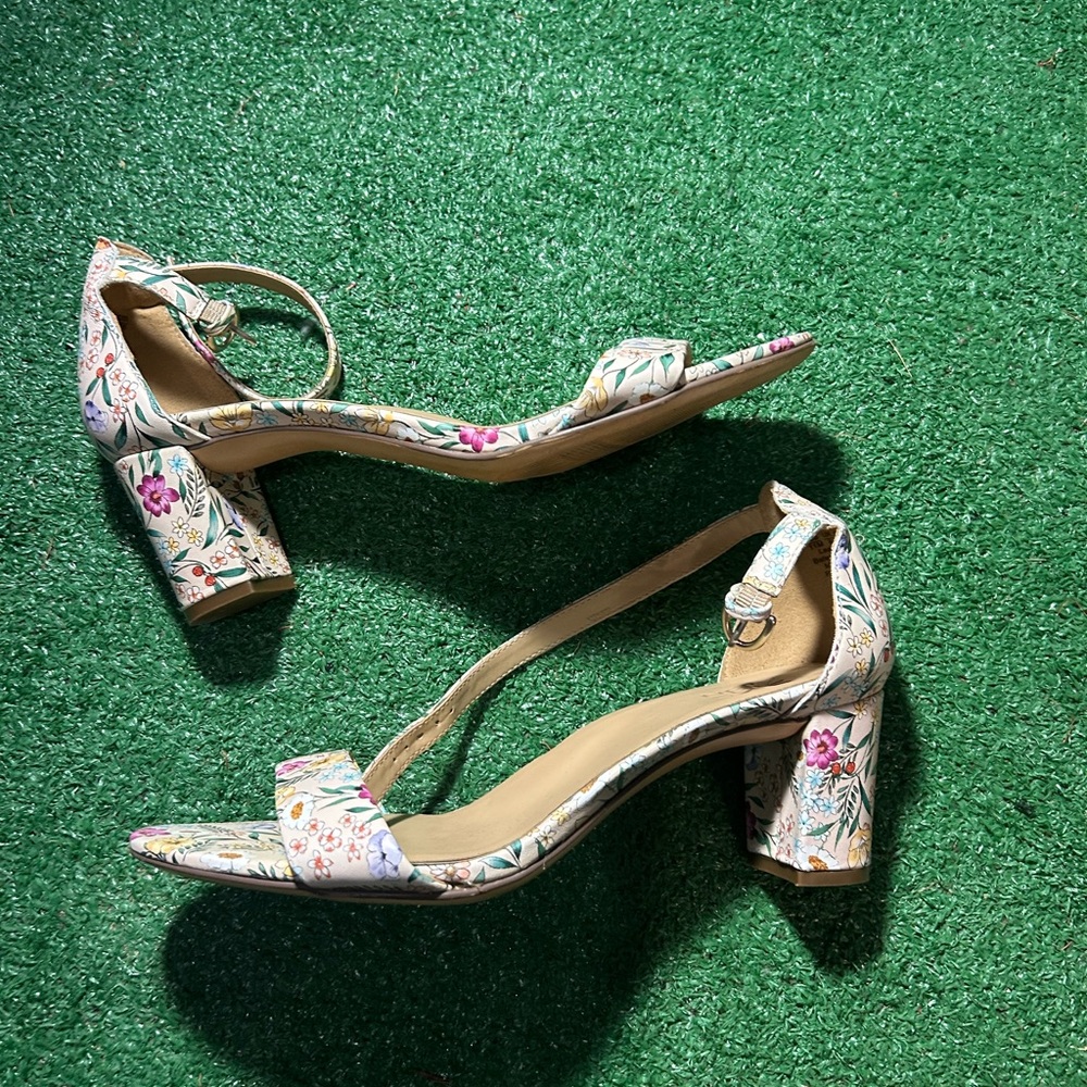 Floral Block Heel Sandals